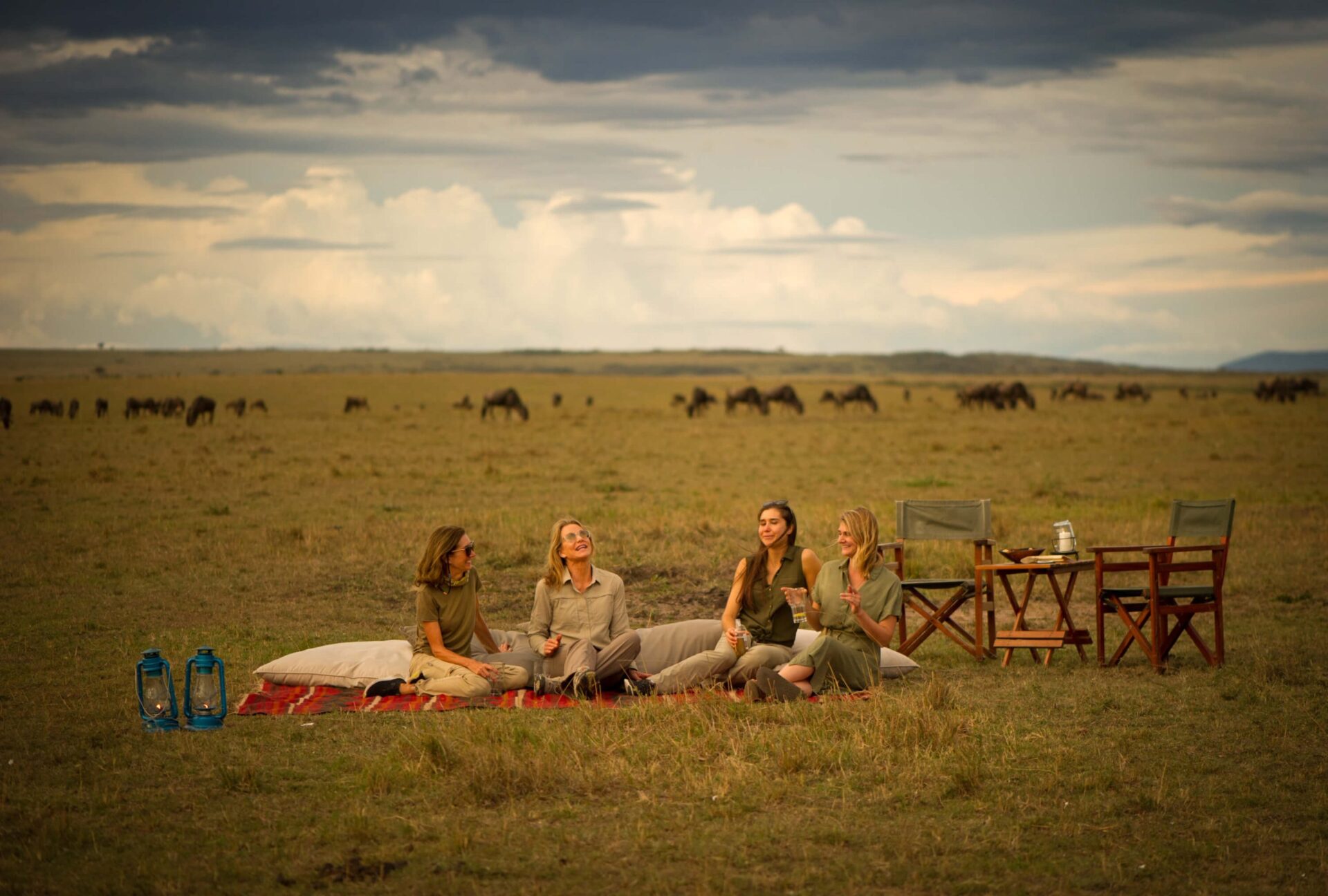 Sundowners set up on a rocky outcrop